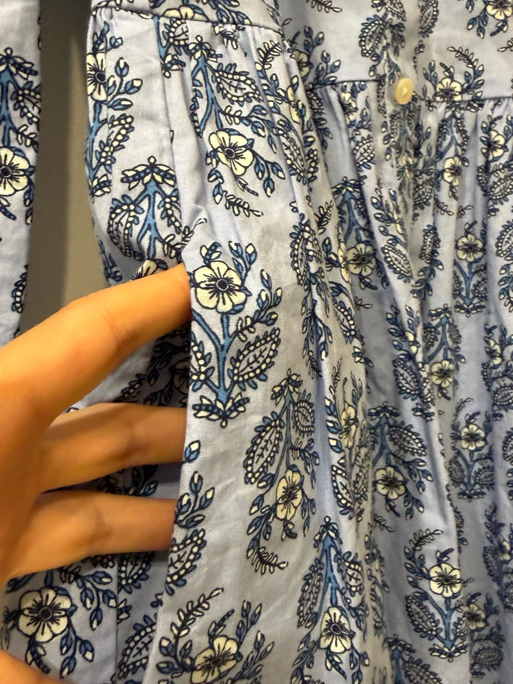 J.Crew | Blue Floral Paisley Shirt Dress | Button Front | Size 0 - Picture 3 of 7